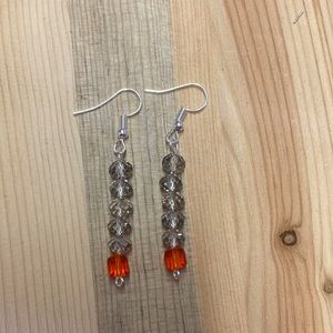 Clear Rondelle and orange cube Swarovski Crystal earrings handmade